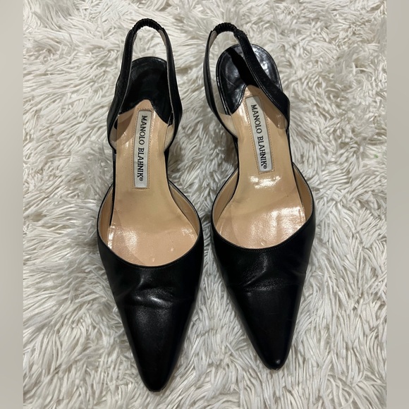 Manolo Blahnik Carolyne Black Slingback - Size 37 US 6.5 - Picture 9 of 9